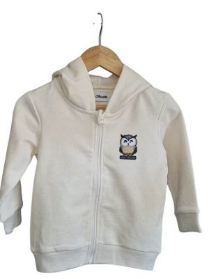 Sweatshirt zippé à capuche pour bébé marque Luluchouette modèle Artémis couleur blanc