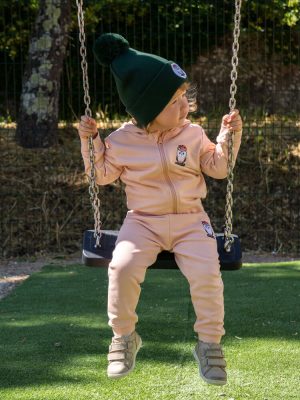 Pantalon de jogging pour bébé marque Luluchouette modèle Fleur couleur rose