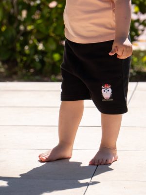 Short pour enfant fille marque Luluchouette modèle Fleur couleur noir