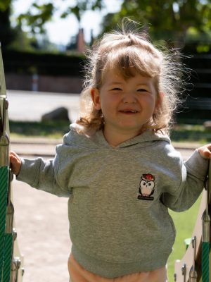 Sweat-shirt à capuche pour bébé marque Luluchouette modèle Fleur couleur gris