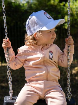 Sweatshirt zippé à capuche pour bébé marque Luluchouette modèle Fleur couleur rose