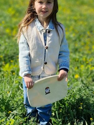 Sac à poignet Luluchouette 100% coton pour enfant modèle Fleur couleur blanche