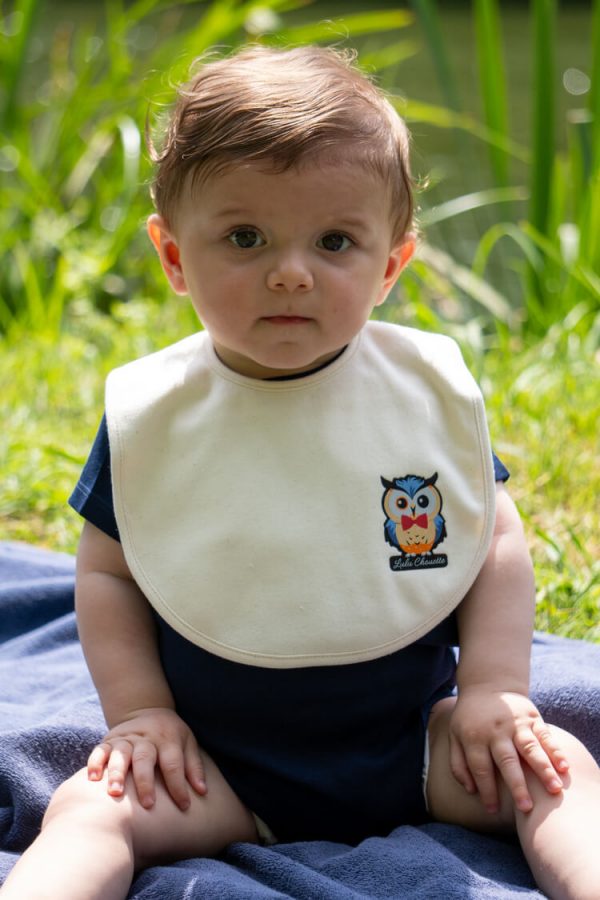 Bavoir pour bébé pour bébé marque Luluchouette modèle Henry couleur blanc