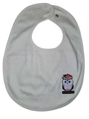 Bavoir pour bébé pour bébé marque Luluchouette modèle Fleur couleur blanc