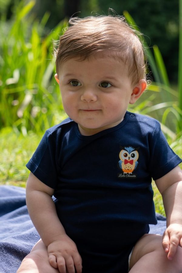 Body à manche courte pour bébé, couleur bleu