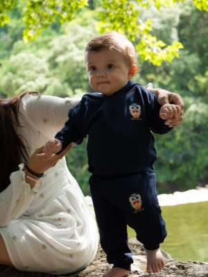 Pantalon de jogging bébé marque Luluchouette modèle Henry couleur bleu