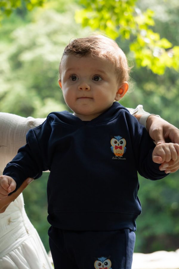 Sweat-shirt à capuche pour bébé marque Luluchouette modèle Henry couleur bleu