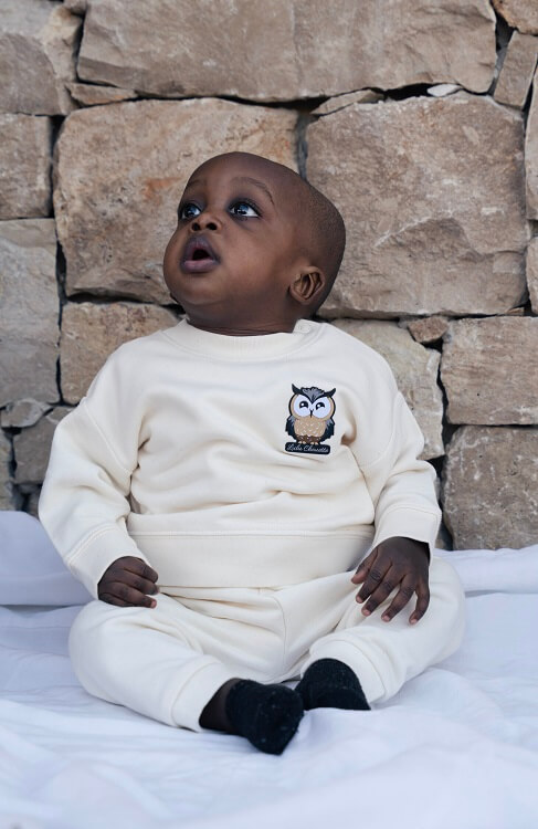 Sweat-shirt pour bébé marque Lulu chouette modèle Artémis couleur blanc
