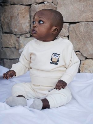 Sweat-shirt à col rond pour bébé marque Luluchouette modèle Artémis couleur blanc