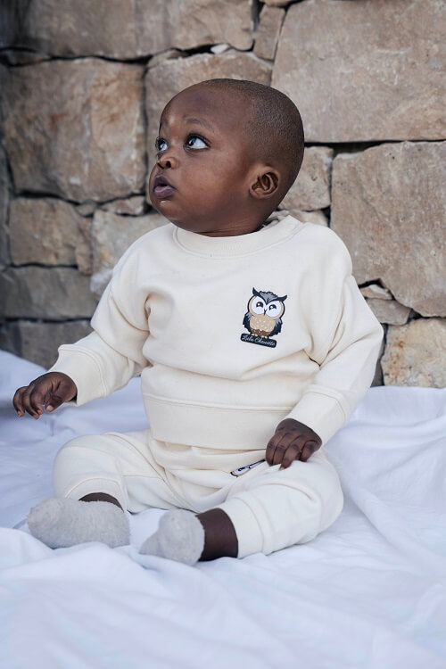 Sweat-shirt à col rond pour bébé marque Luluchouette modèle Artémis couleur blanc