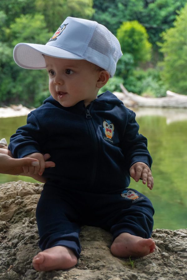 Sweatshirt zippé à capuche pour bébé marque Luluchouette modèle Henry couleur bleu